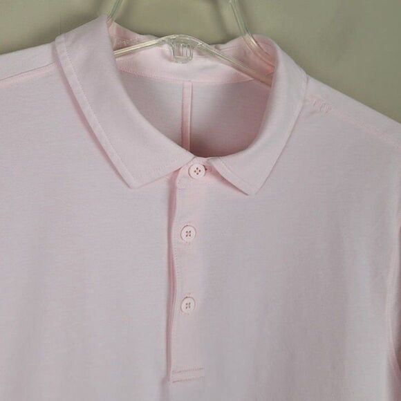 Lululemon Size L Evolution Short Sleeve Polo Oxford Strawberry Milkshake Pink - Picture 6 of 12